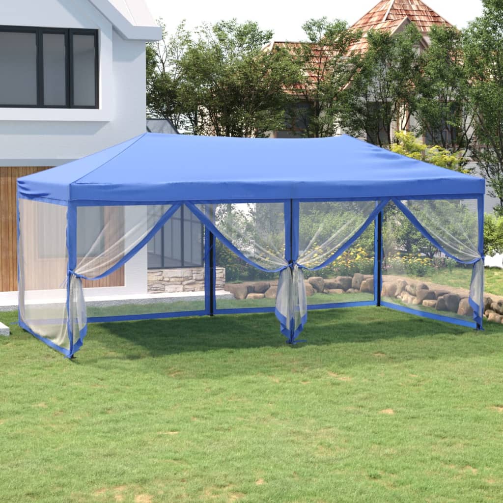 Tenda per Feste Pieghevole con Pareti Laterali Blu 3x6 m - homemem39