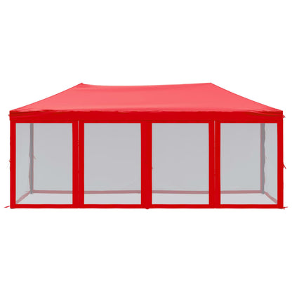 Tenda per Feste Pieghevole con Pareti Laterali Rosso 3x6 m - homemem39