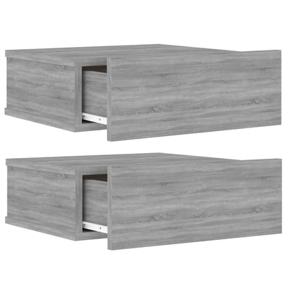 Comodini Pensili Grigio Sonoma 2pz 40x30x15cm Legno Multistrato