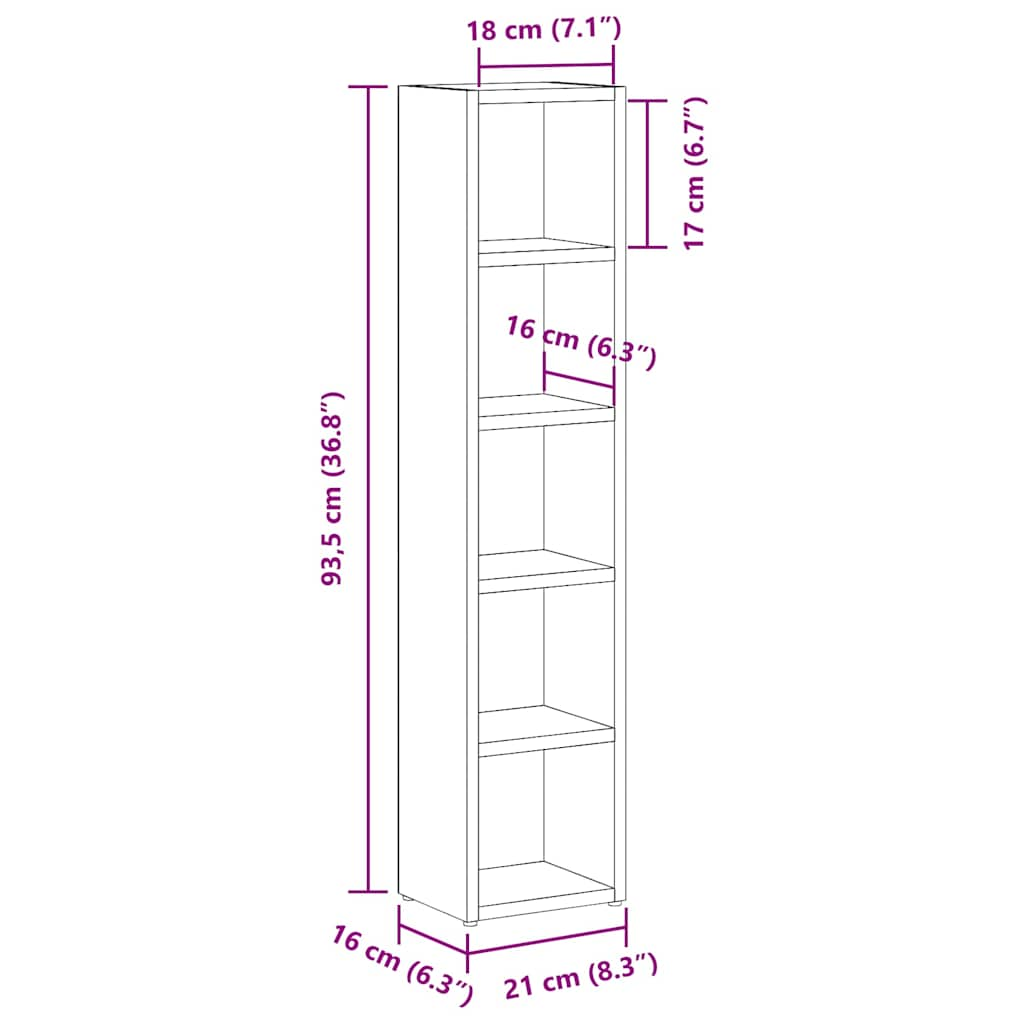 Mobili Porta CD 2pz Grigio Sonoma 21x16x93,5 Legno Multistrato - homemem39