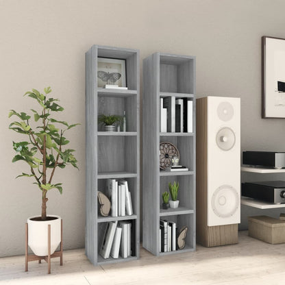 Mobili Porta CD 2pz Grigio Sonoma 21x16x93,5 Legno Multistrato - homemem39