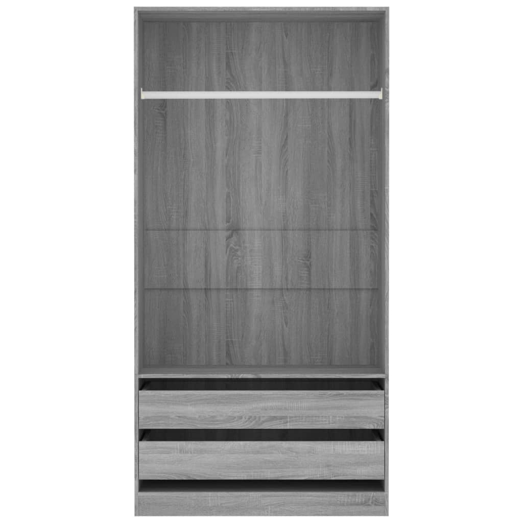 Armadio Grigio Sonoma 100x50x200 cm in Legno Multistrato - homemem39