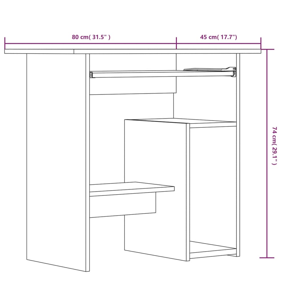 Scrivania Grigio Sonoma 80x45x74 cm in Legno Multistrato - homemem39