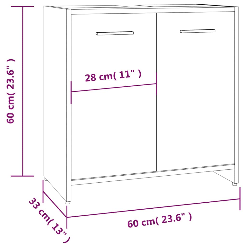 Armadietto Bagno Grigio Sonoma 60x33x60 cm in Legno Multistrato - homemem39