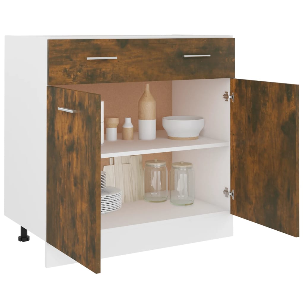 Mobile con Cassetto Rovere Fumo 80x46x81,5 cm Legno Multistrato - homemem39