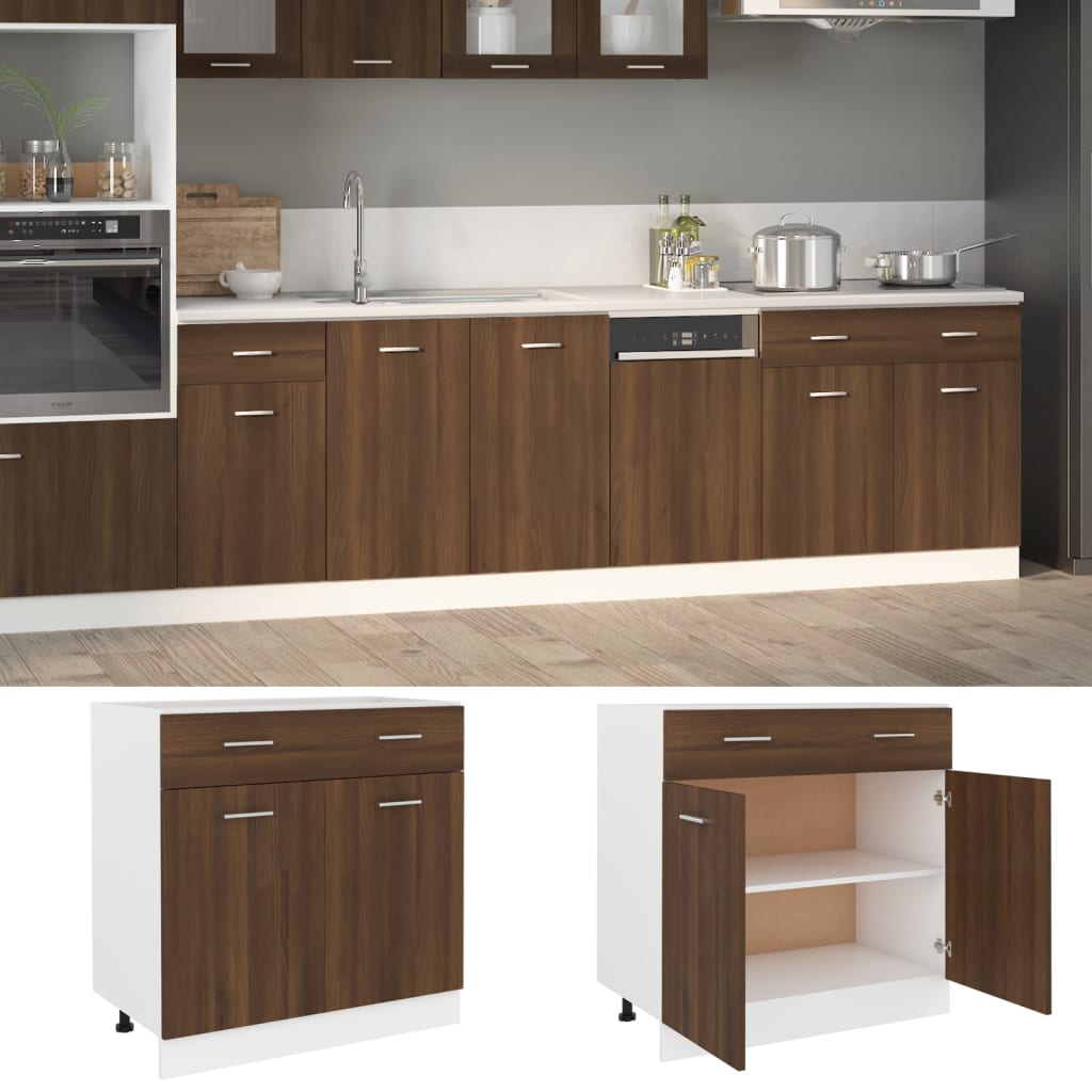 Mobile con Cassetto Rovere Marrone 80x46x81,5 Legno Multistrato - homemem39