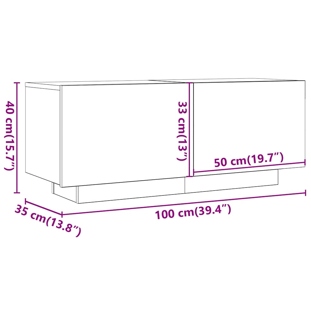 Mobile TV Rovere Fumo 100x35x40 cm in Legno Multistrato - homemem39