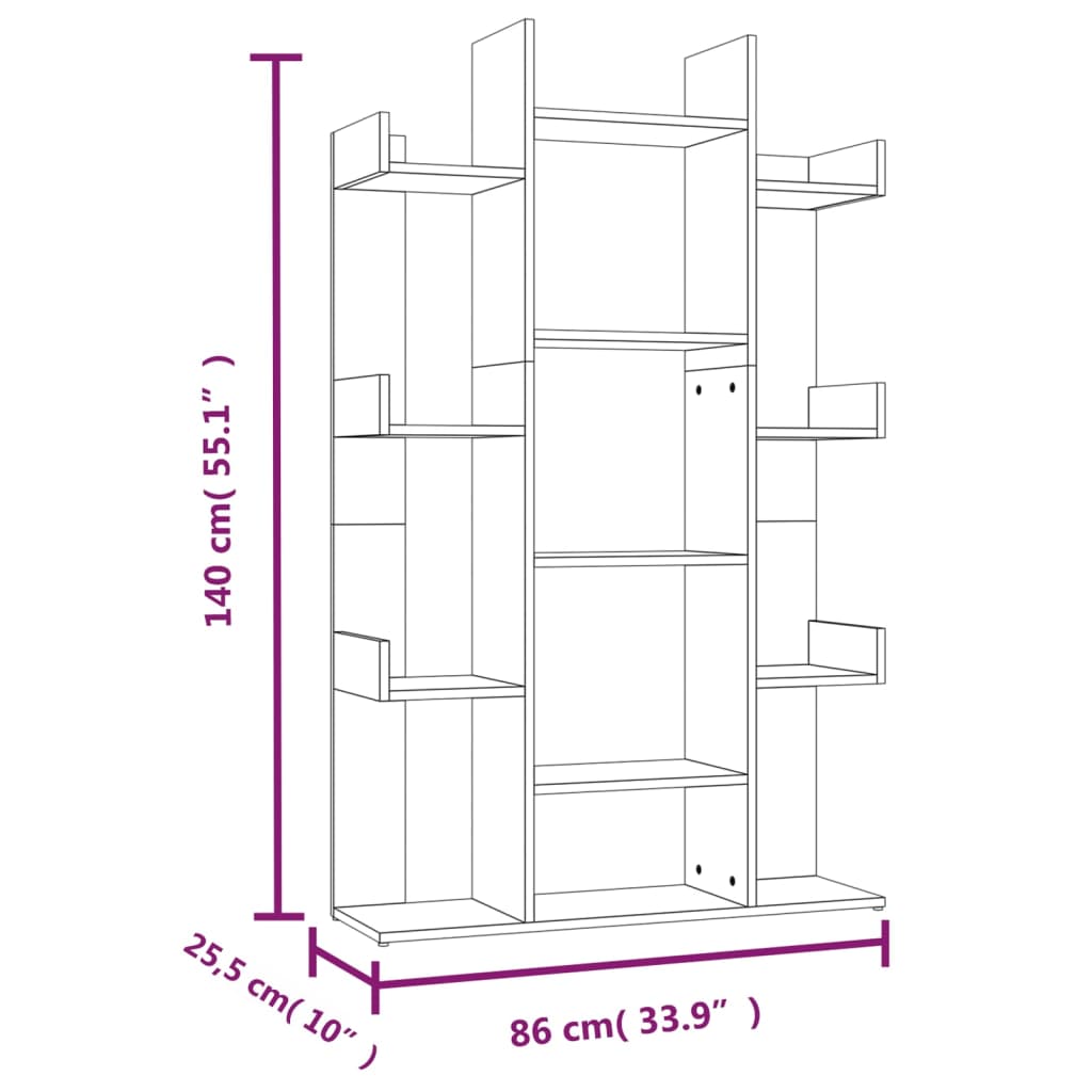 Libreria Grigio Sonoma 86x25,5x140 cm in Legno Multistrato