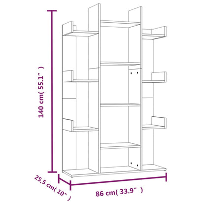 Libreria Grigio Sonoma 86x25,5x140 cm in Legno Multistrato