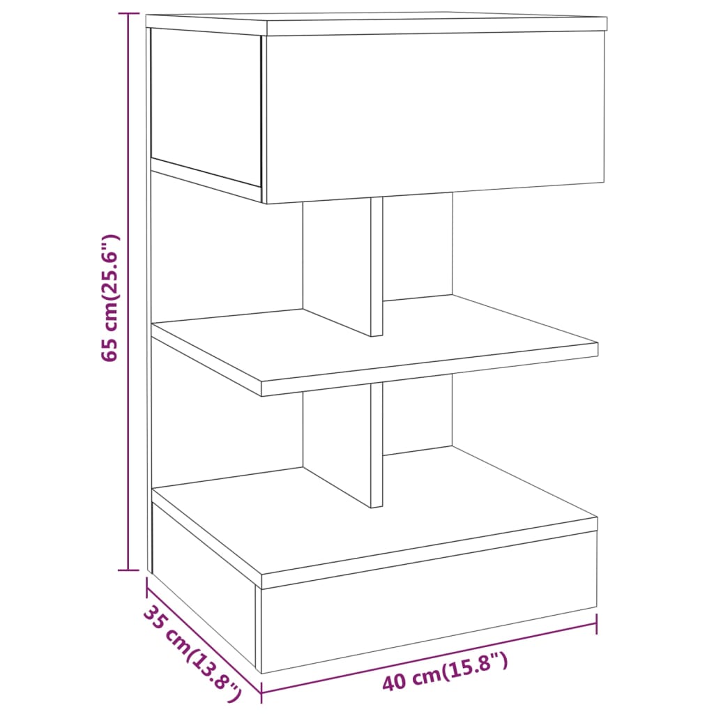 Comodino Grigio Sonoma 40x35x65 cm in Legno Multistrato