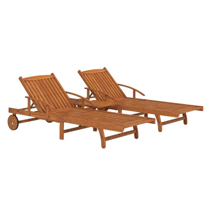 Set Lettino Prendisole con Tavolo 2 pz Legno di Massello Acacia