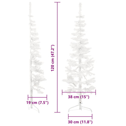 Albero Natale Artificiale Sottile a Metà Supporto Bianco 120 cm