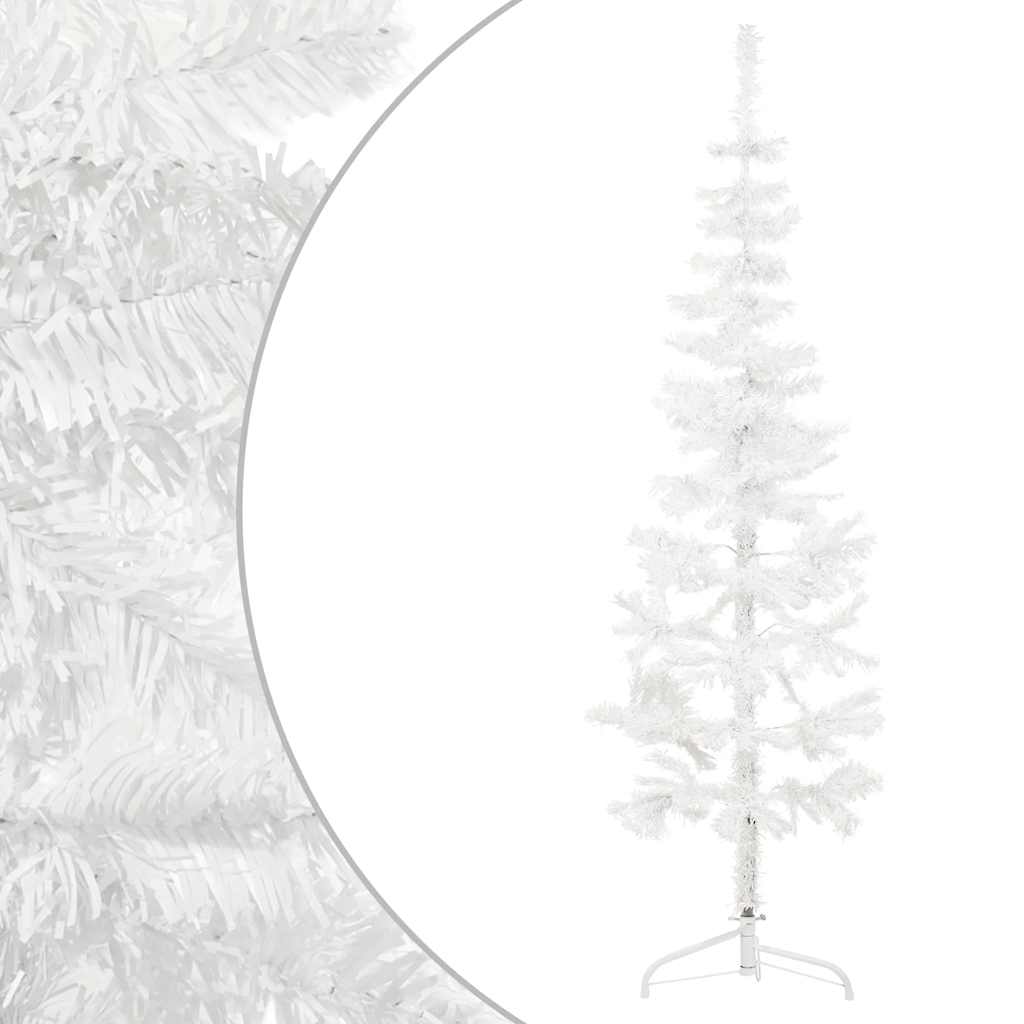 Albero Natale Artificiale Sottile a Metà Supporto Bianco 150 cm - homemem39