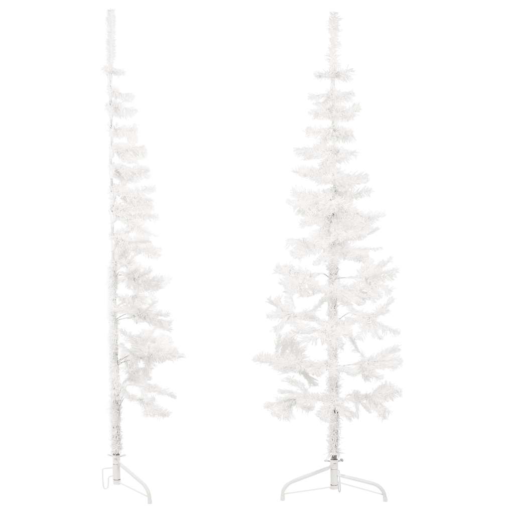 Albero Natale Artificiale Sottile a Metà Supporto Bianco 150 cm - homemem39