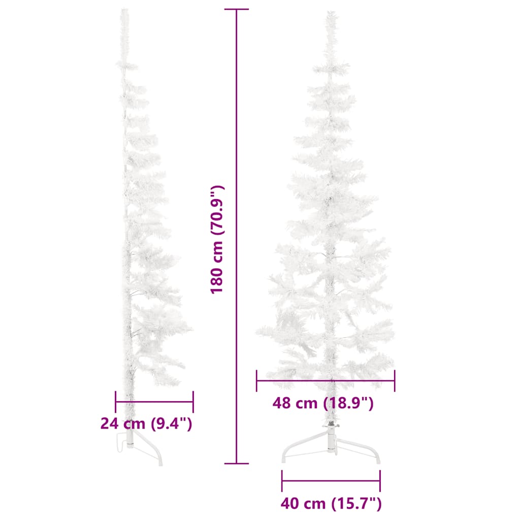 Albero Natale Artificiale Sottile a Metà Supporto Bianco 180 cm - homemem39