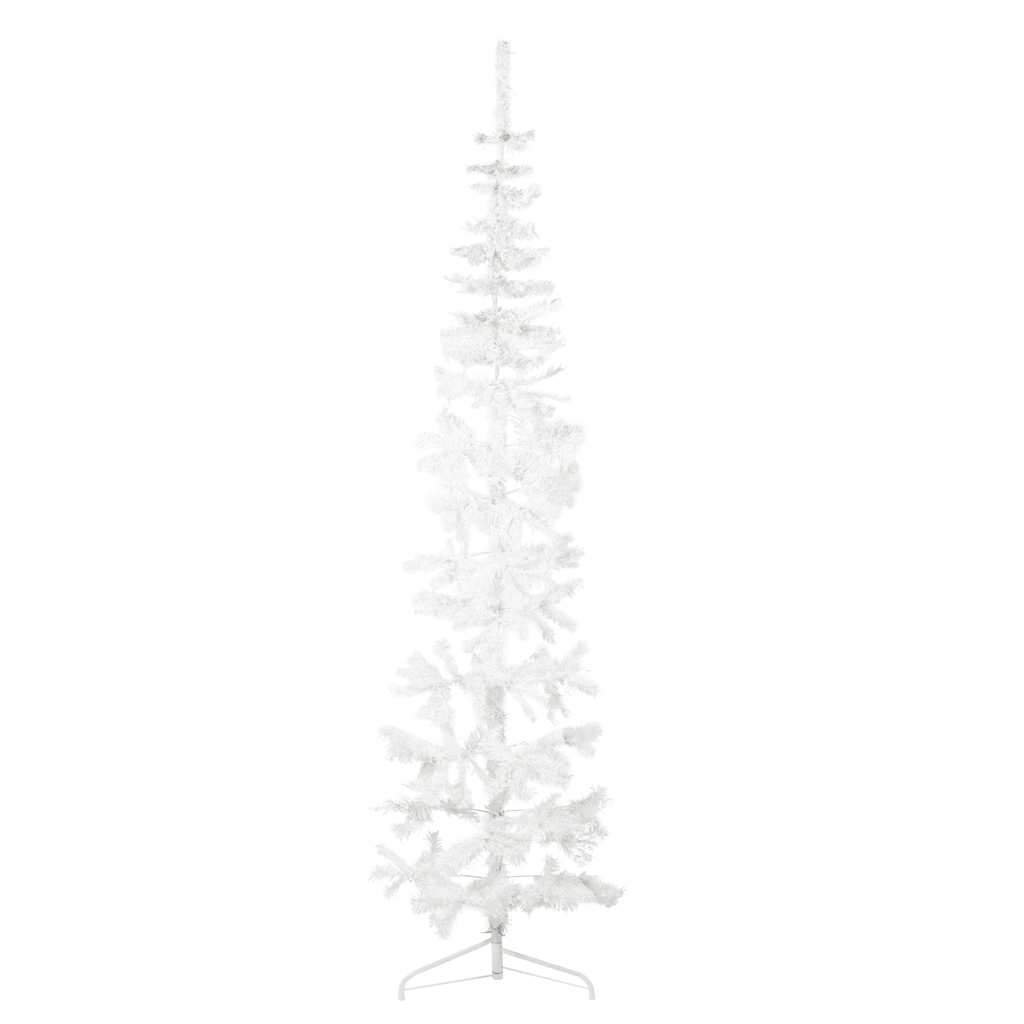 Albero Natale Artificiale Sottile a Metà Supporto Bianco 210 cm