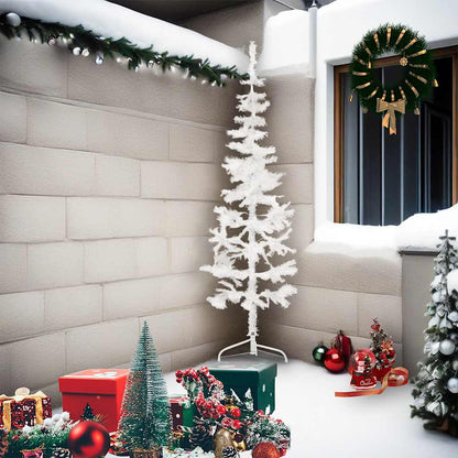 Albero Natale Artificiale Sottile a Metà Supporto Bianco 210 cm - homemem39