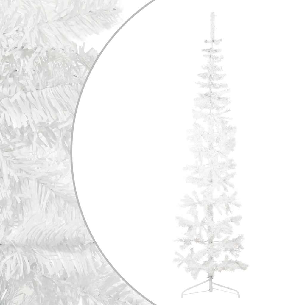 Albero Natale Artificiale Sottile a Metà Supporto Bianco 210 cm - homemem39