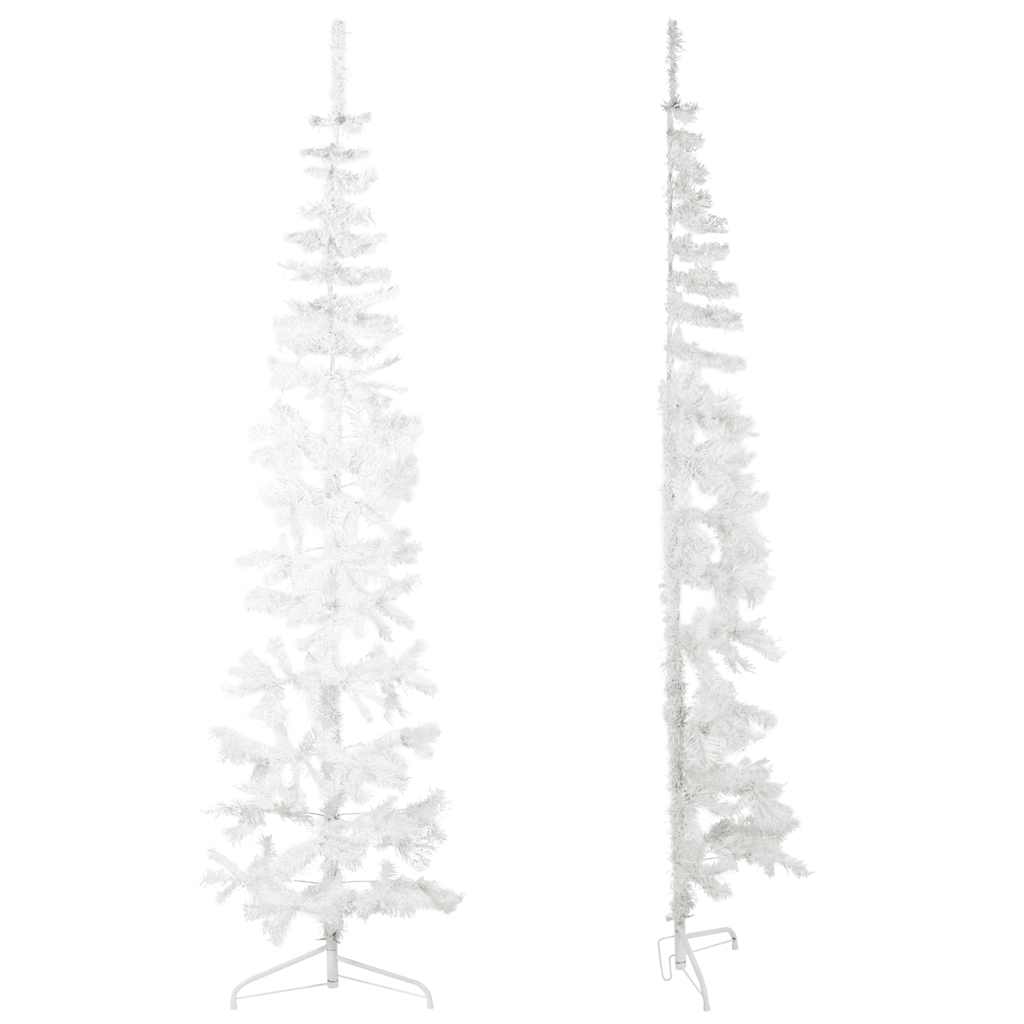 Albero Natale Artificiale Sottile a Metà Supporto Bianco 210 cm - homemem39