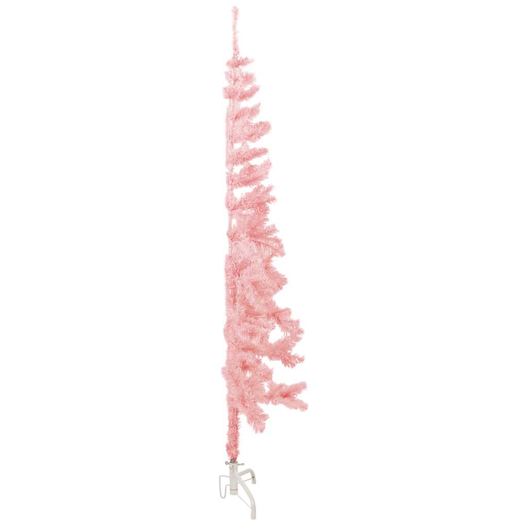 Albero Natale Artificiale Sottile a Metà e Supporto Rosa 120 cm - homemem39