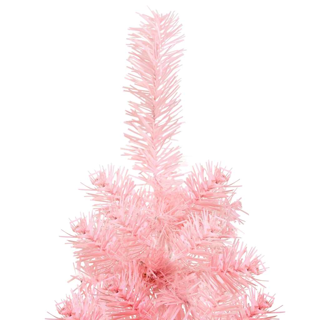 Albero Natale Artificiale Sottile a Metà e Supporto Rosa 120 cm - homemem39