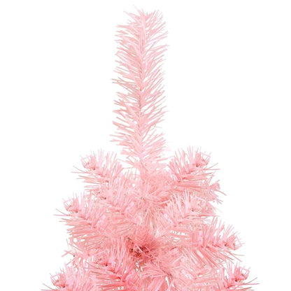 Albero Natale Artificiale Sottile a Metà e Supporto Rosa 150 cm - homemem39