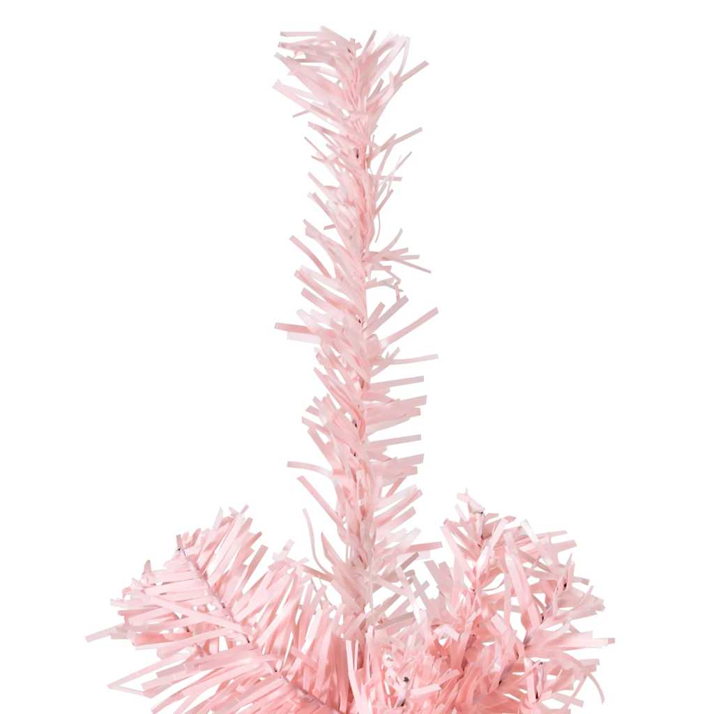 Albero Natale Artificiale Sottile a Metà e Supporto Rosa 210 cm - homemem39