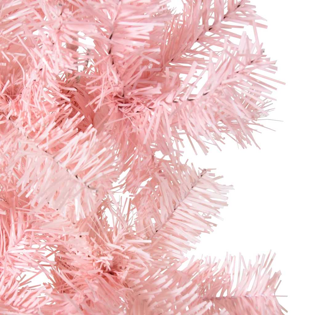 Albero Natale Artificiale Sottile a Metà e Supporto Rosa 210 cm - homemem39