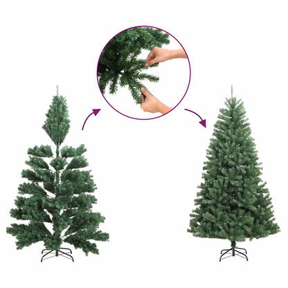 Albero Natale Artificiale Sottile a Metà e Supporto Rosa 210 cm