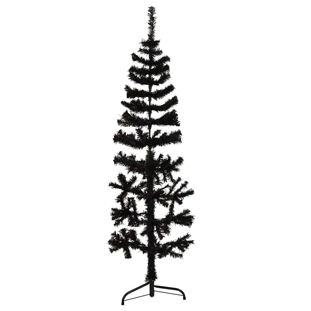 Albero Natale Artificiale Sottile a Metà e Supporto Nero 120 cm - homemem39