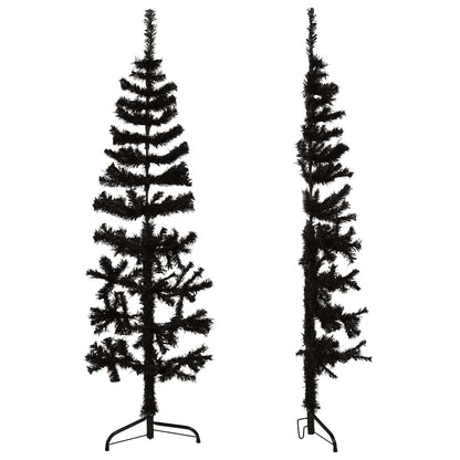 Albero Natale Artificiale Sottile a Metà e Supporto Nero 120 cm