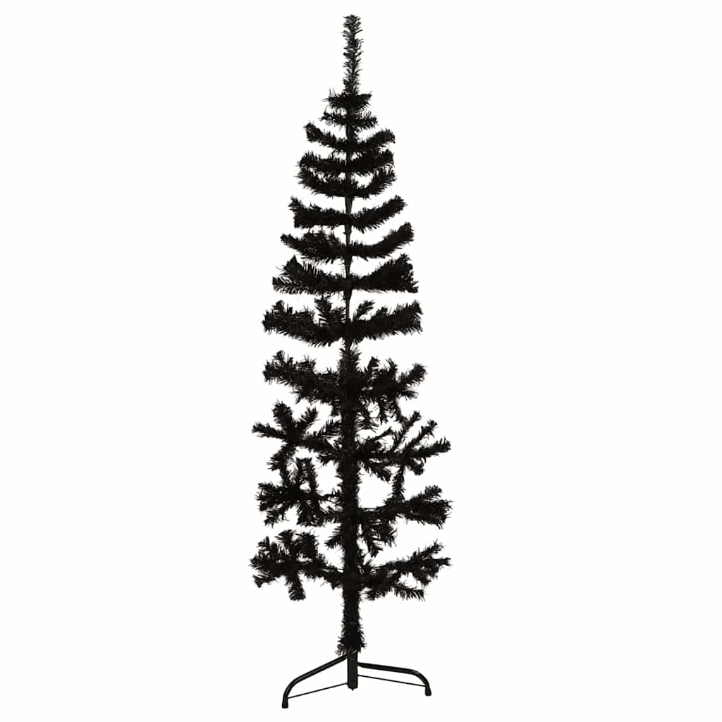 Albero Natale Artificiale Sottile a Metà e Supporto Nero 150 cm - homemem39