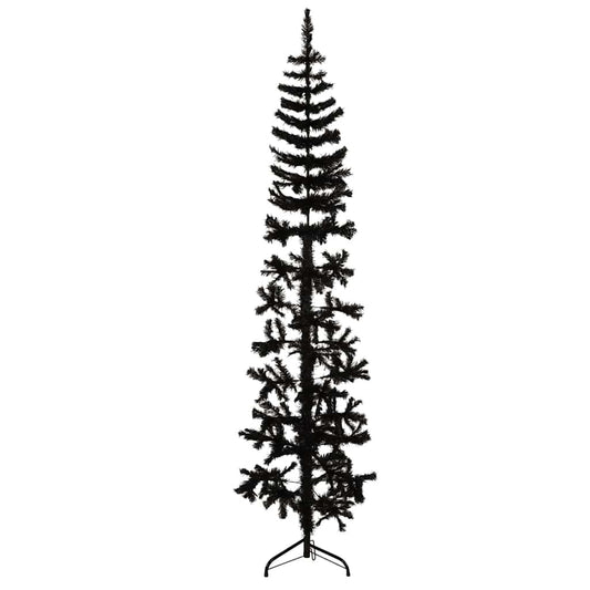 Albero Natale Artificiale Sottile a Metà e Supporto Nero 180 cm - homemem39