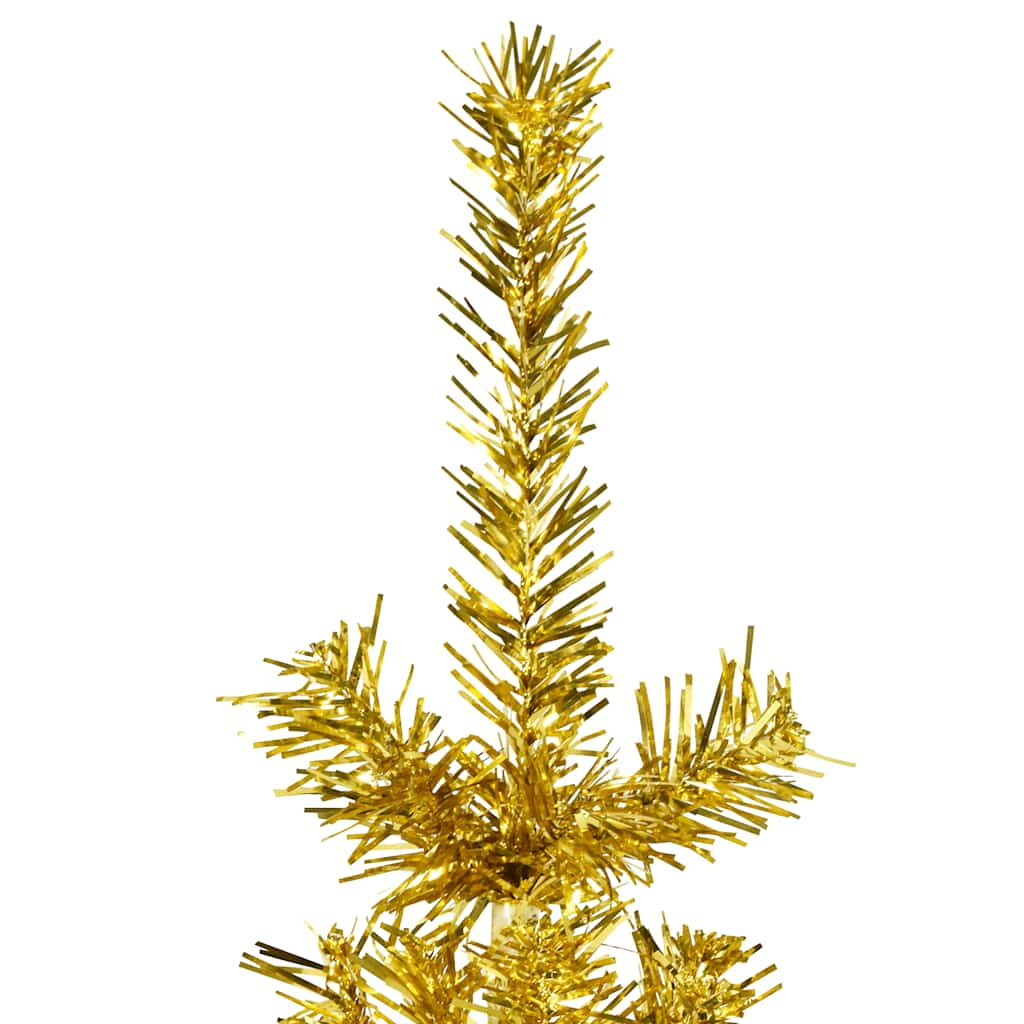 Albero Natale Artificiale Sottile a Metà con Supporto Oro 120cm - homemem39