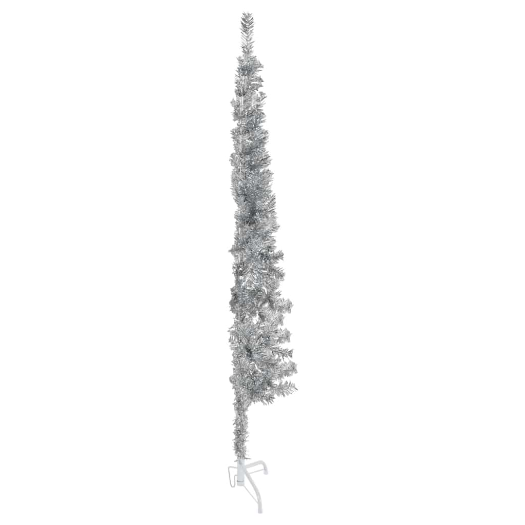 Albero Natale Artificiale Sottile a Metà Supporto Argento 120cm - homemem39