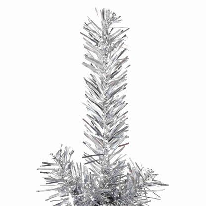 Albero Natale Artificiale Sottile a Metà Supporto Argento 120cm