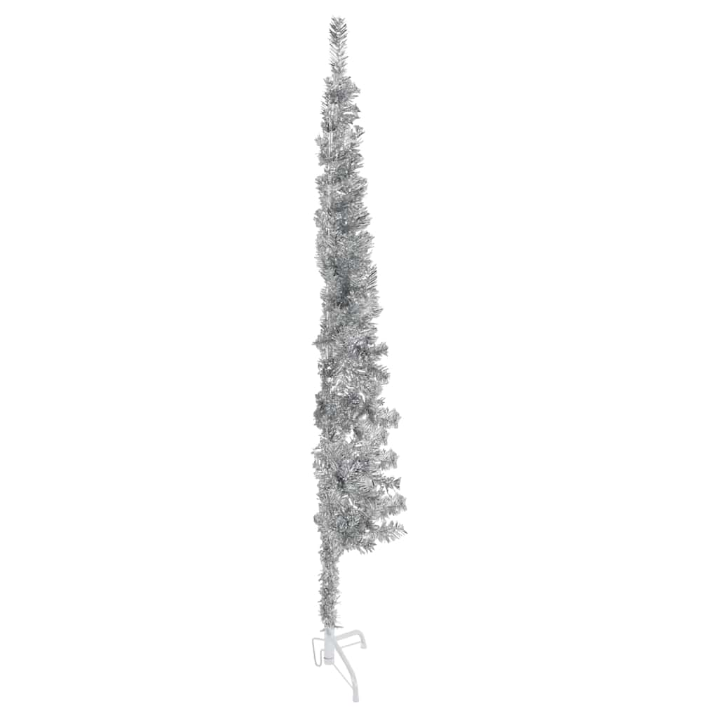 Albero Natale Artificiale Sottile a Metà Supporto Argento 150cm - homemem39