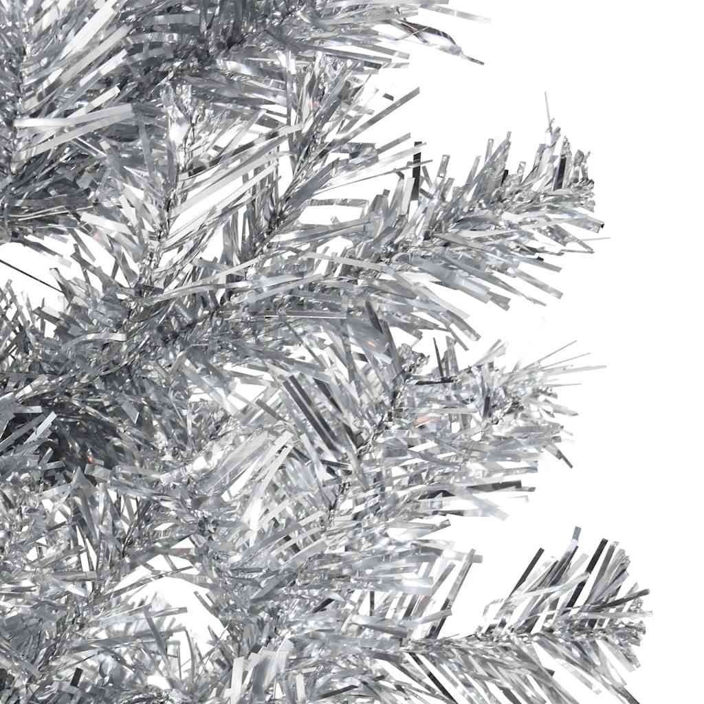 Albero Natale Artificiale Sottile a Metà Supporto Argento 150cm