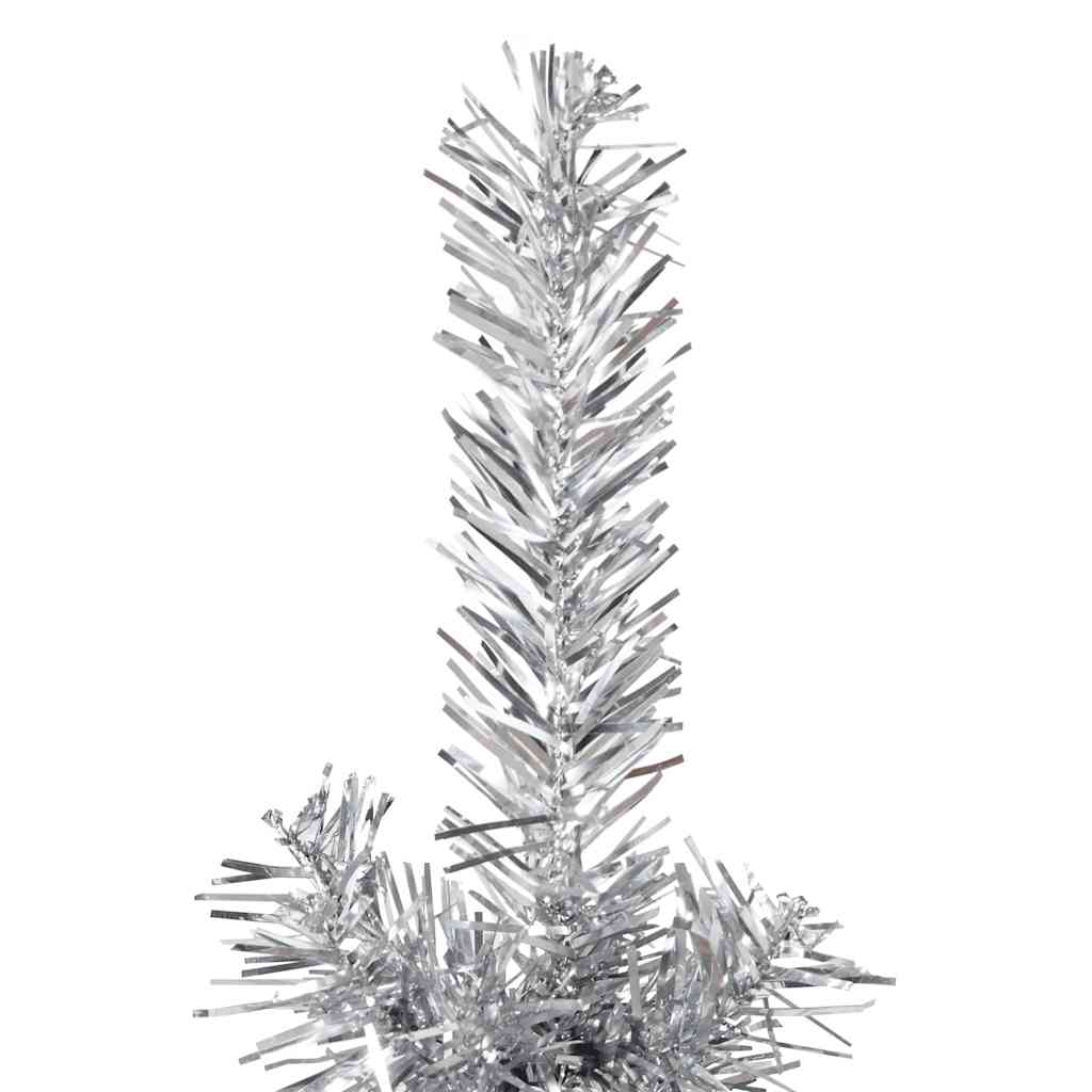 Albero Natale Artificiale Sottile a Metà Supporto Argento 180cm - homemem39