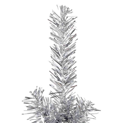 Albero Natale Artificiale Sottile a Metà Supporto Argento 180cm