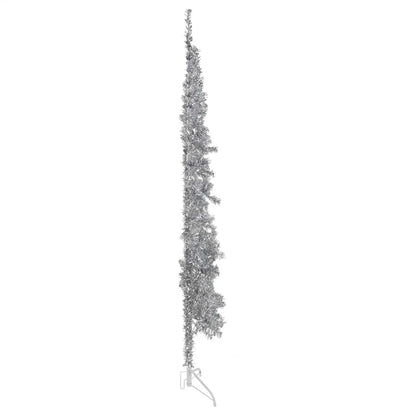 Albero Natale Artificiale Sottile a Metà Supporto Argento 210cm - homemem39