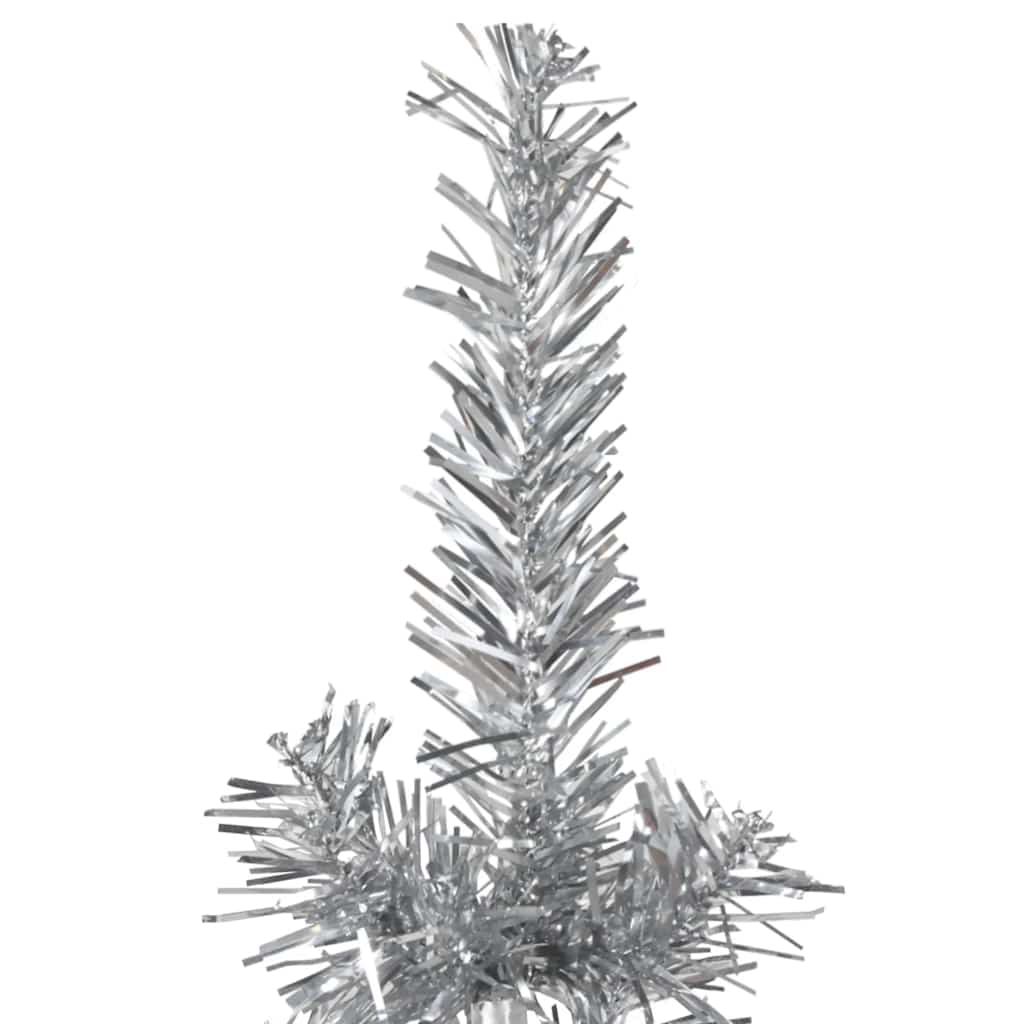 Albero Natale Artificiale Sottile a Metà Supporto Argento 210cm - homemem39