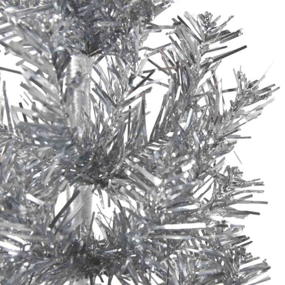 Albero Natale Artificiale Sottile a Metà Supporto Argento 210cm