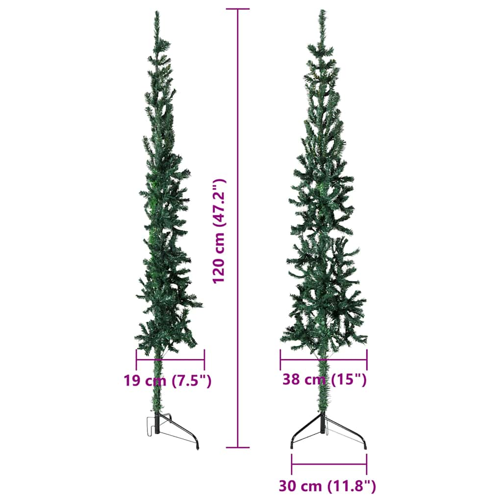 Albero Natale Artificiale Sottile a Metà Supporto Verde 120 cm