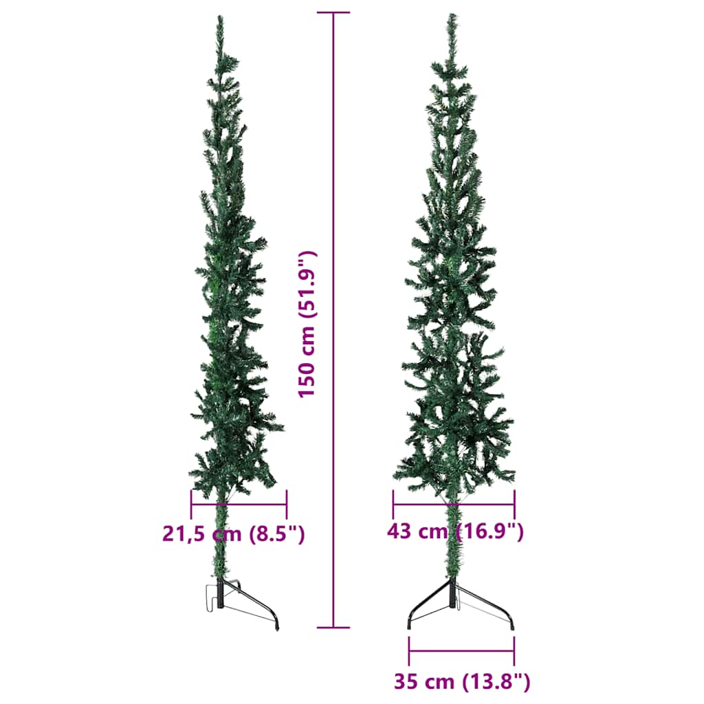 Albero Natale Artificiale Sottile a Metà Supporto Verde 150 cm - homemem39