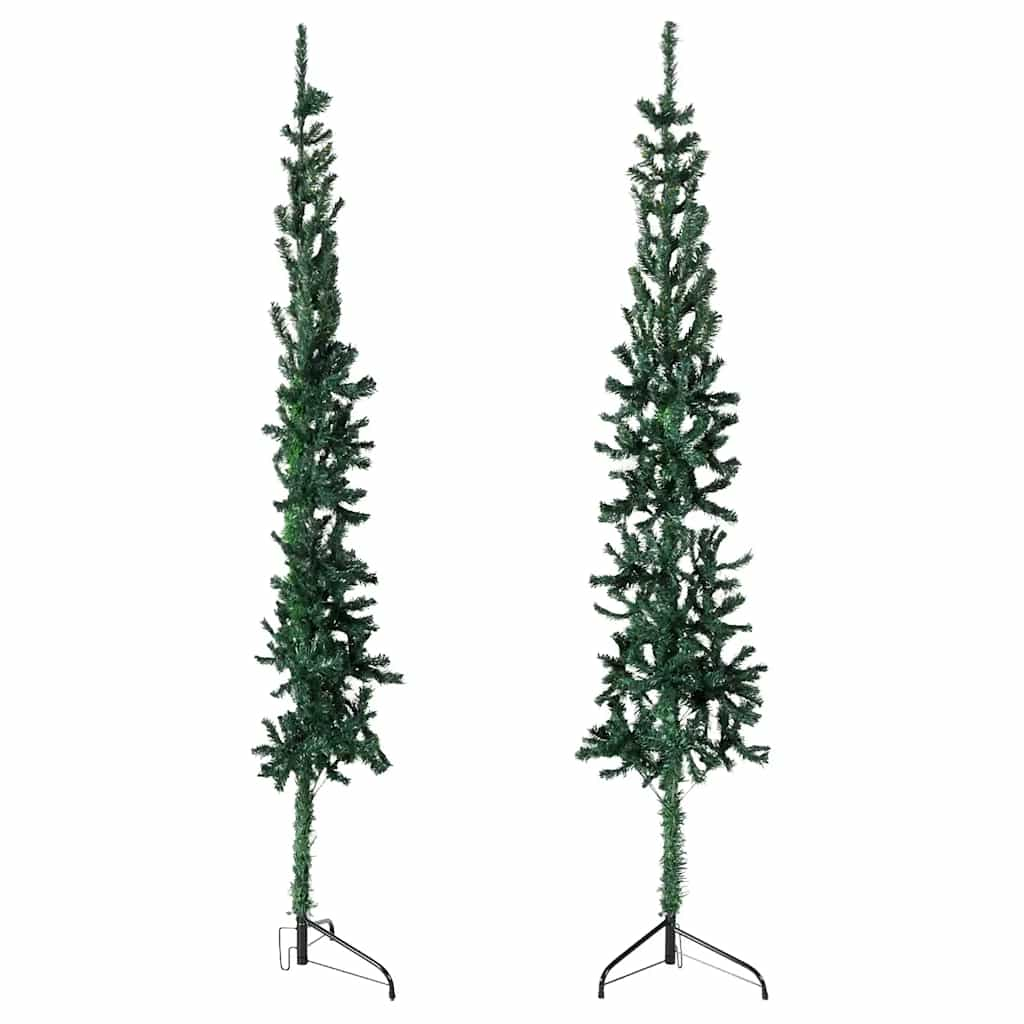 Albero Natale Artificiale Sottile a Metà Supporto Verde 180 cm