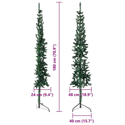 Albero Natale Artificiale Sottile a Metà Supporto Verde 180 cm