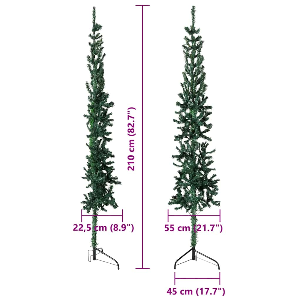 Albero Natale Artificiale Sottile a Metà Supporto Verde 210 cm - homemem39