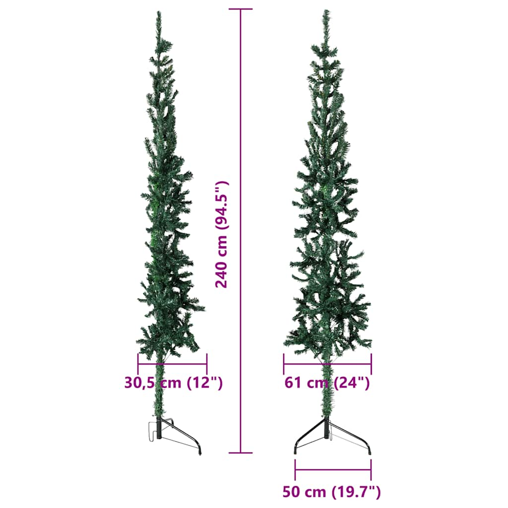 Albero Natale Artificiale Sottile a Metà Supporto Verde 240 cm