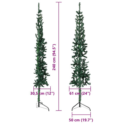 Albero Natale Artificiale Sottile a Metà Supporto Verde 240 cm - homemem39